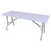 A white 6' folding banquet table