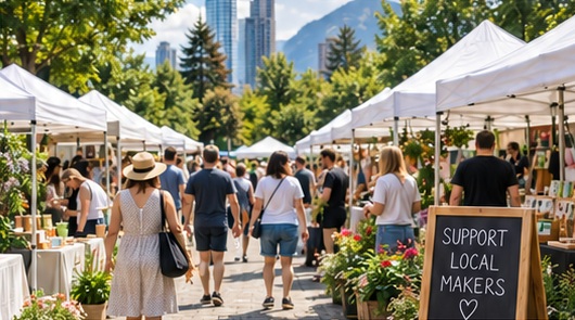 Illustrative weekend market with local makers
