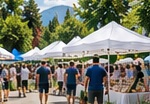 Illustrative canopy tent in an outdoor setting